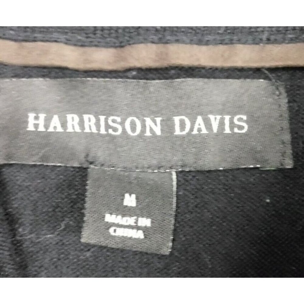 Harrison Davis Sweater Mens Medium Black Top With Faux Suede Trim poly wool - Picture 11 of 14